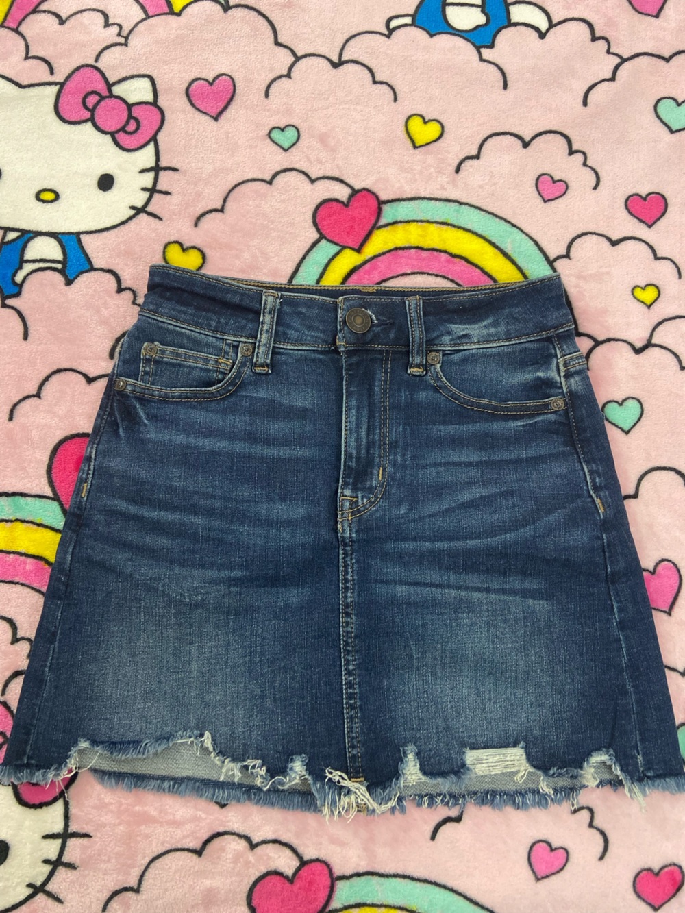 American Eagle Outfitters Dark Blue High-Rise Denim Skirt